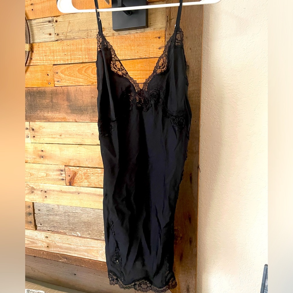 Black slip with lace accents